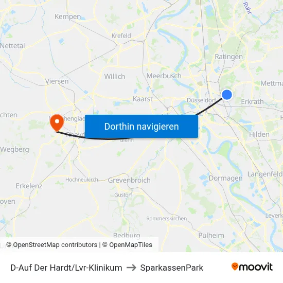 D-Auf Der Hardt/Lvr-Klinikum to SparkassenPark map