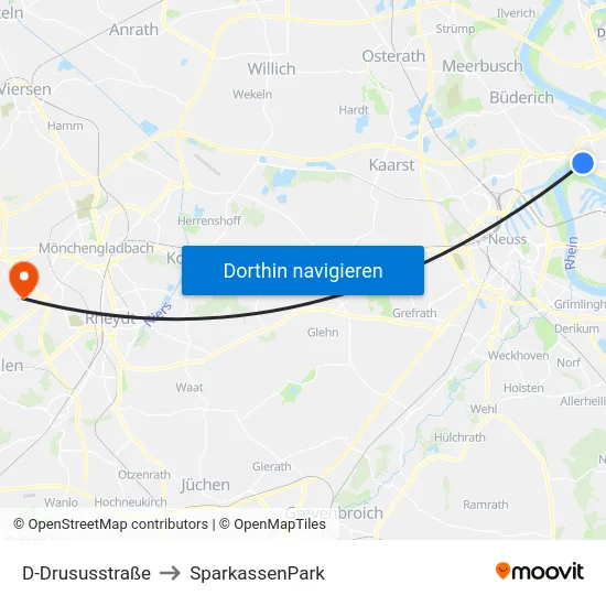 D-Drususstraße to SparkassenPark map