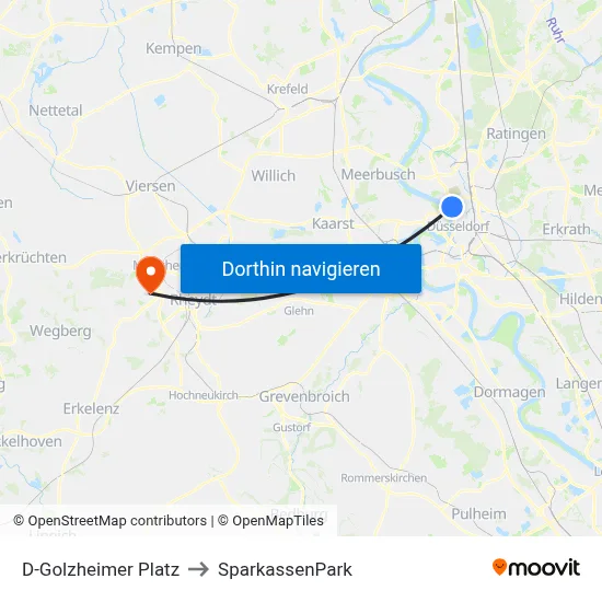 D-Golzheimer Platz to SparkassenPark map