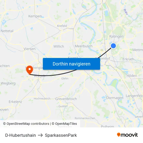 D-Hubertushain to SparkassenPark map