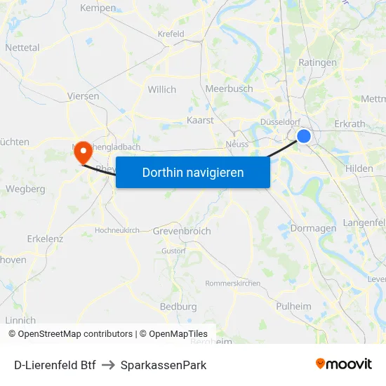 D-Lierenfeld Btf to SparkassenPark map