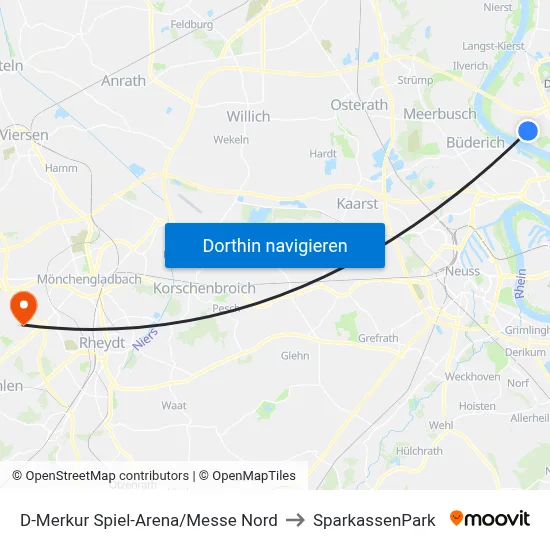 D-Merkur Spiel-Arena/Messe Nord to SparkassenPark map