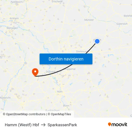 Hamm (Westf) Hbf to SparkassenPark map