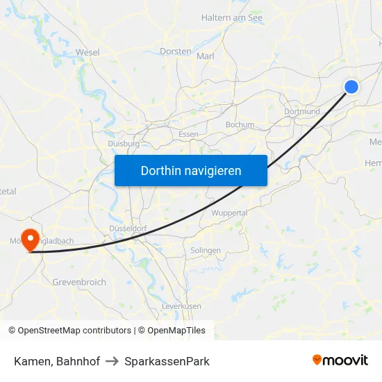 Kamen, Bahnhof to SparkassenPark map