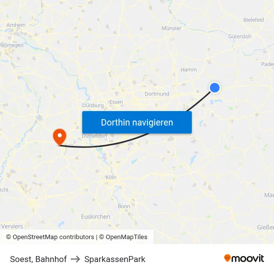 Soest, Bahnhof to SparkassenPark map