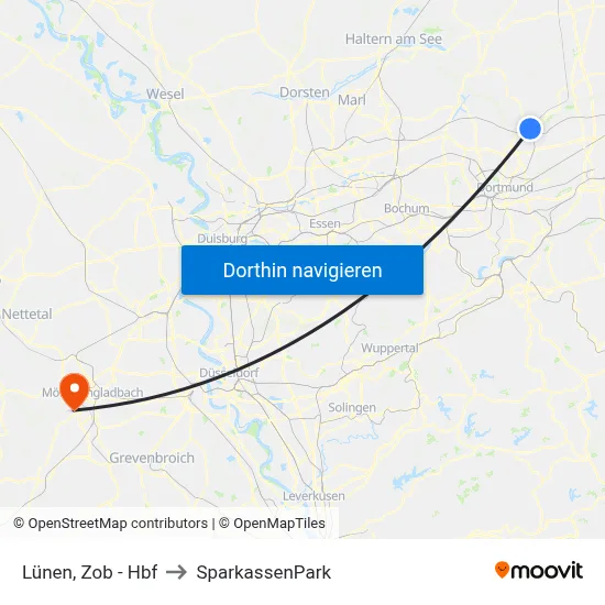 Lünen, Zob - Hbf to SparkassenPark map