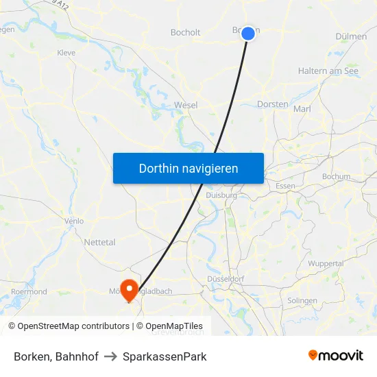 Borken, Bahnhof to SparkassenPark map