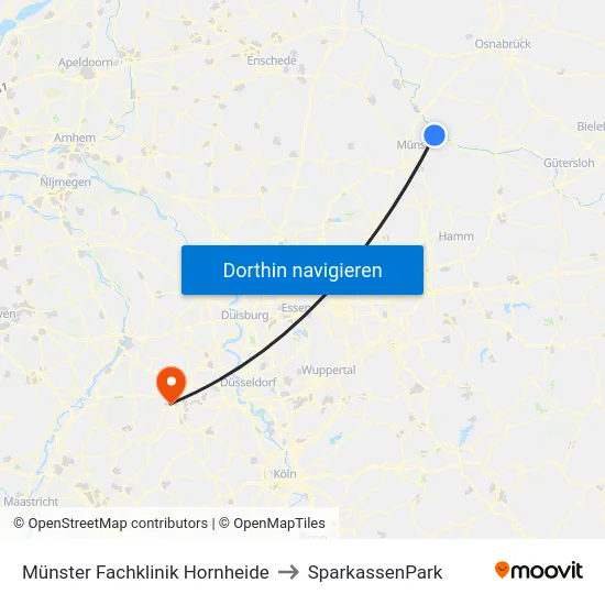 Münster Fachklinik Hornheide to SparkassenPark map