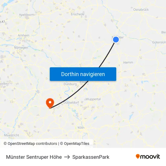 Münster Sentruper Höhe to SparkassenPark map