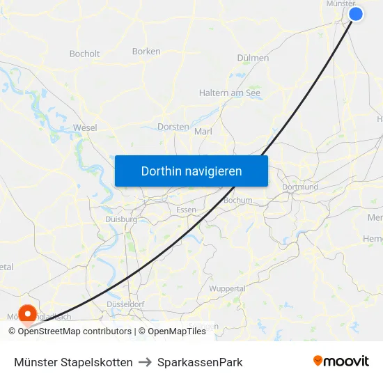 Münster Stapelskotten to SparkassenPark map
