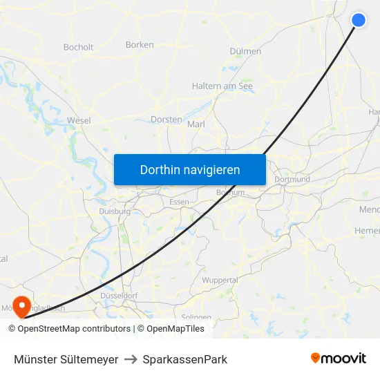 Münster Sültemeyer to SparkassenPark map