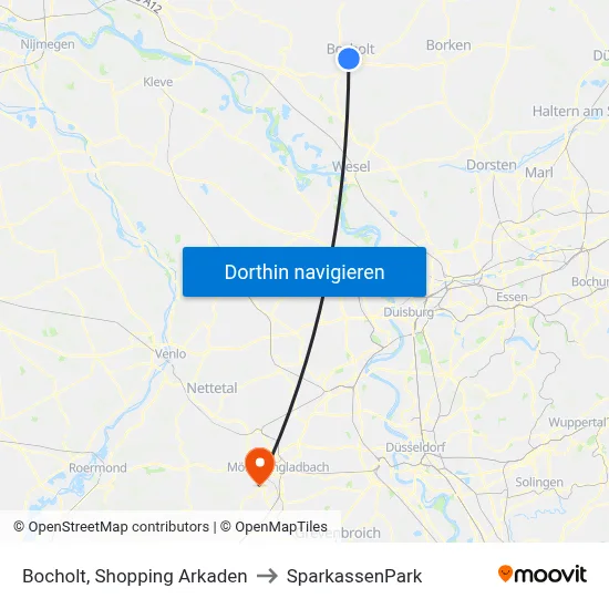Bocholt, Shopping Arkaden to SparkassenPark map