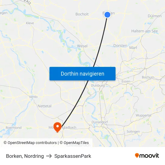 Borken, Nordring to SparkassenPark map
