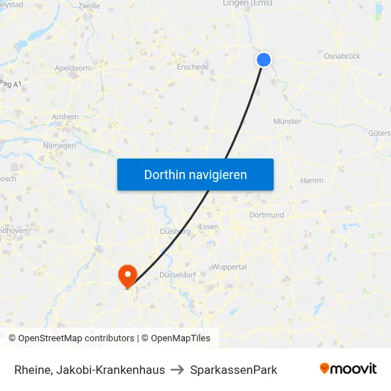Rheine, Jakobi-Krankenhaus to SparkassenPark map