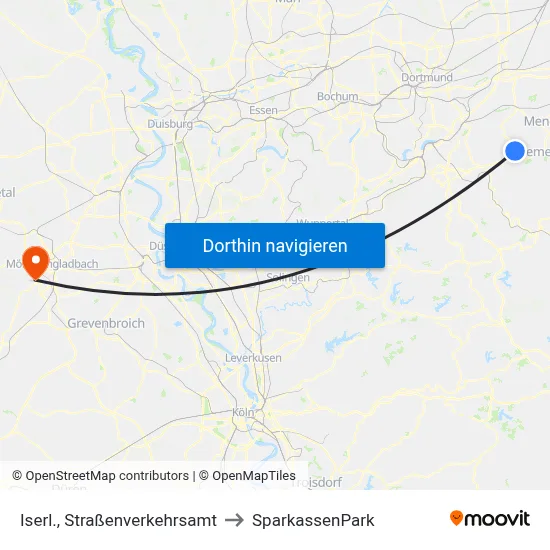Iserl., Straßenverkehrsamt to SparkassenPark map