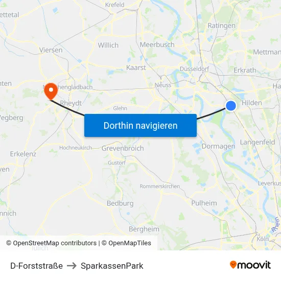 D-Forststraße to SparkassenPark map