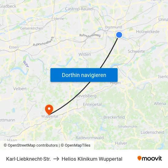 Karl-Liebknecht-Str. to Helios Klinikum Wuppertal map