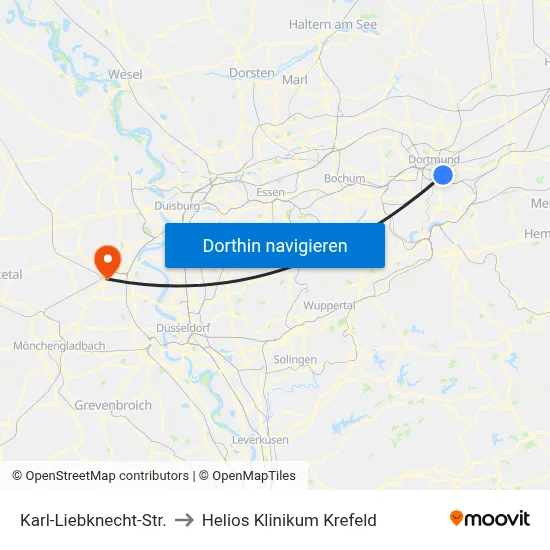 Karl-Liebknecht-Str. to Helios Klinikum Krefeld map