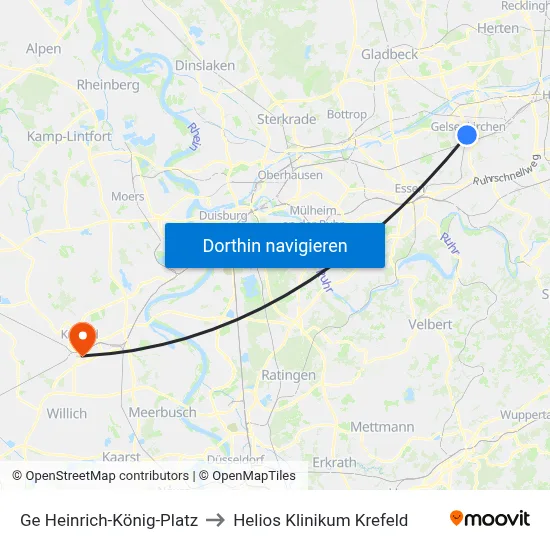 Ge Heinrich-König-Platz to Helios Klinikum Krefeld map