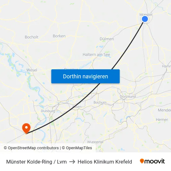 Münster Kolde-Ring / Lvm to Helios Klinikum Krefeld map