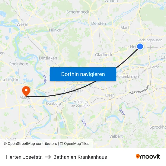 Herten Josefstr. to Bethanien Krankenhaus map