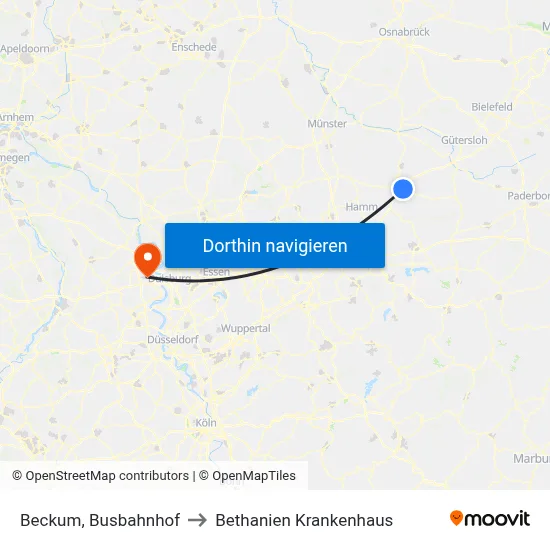 Beckum, Busbahnhof to Bethanien Krankenhaus map