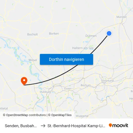 Senden, Busbahnhof to St.-Bernhard-Hospital Kamp-Lintfort map
