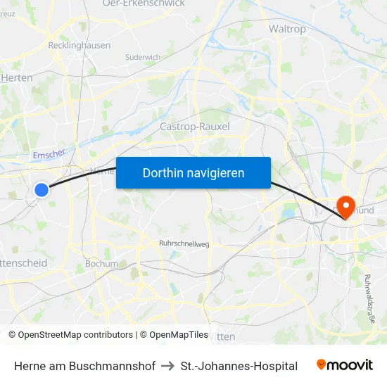 Herne am Buschmannshof to St.-Johannes-Hospital map