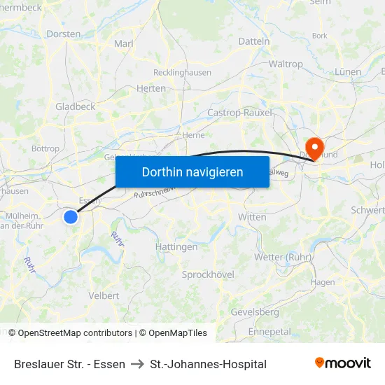 Breslauer Str. - Essen to St.-Johannes-Hospital map