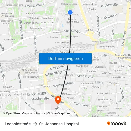 Leopoldstraße to St.-Johannes-Hospital map