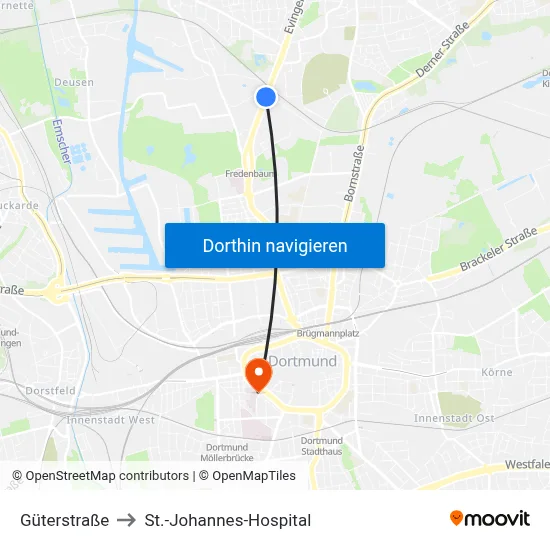 Güterstraße to St.-Johannes-Hospital map