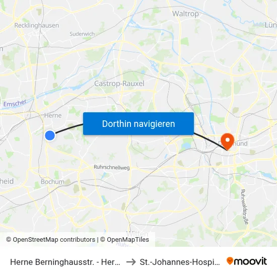Herne Berninghausstr. - Herne to St.-Johannes-Hospital map