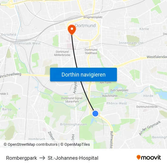 Rombergpark to St.-Johannes-Hospital map