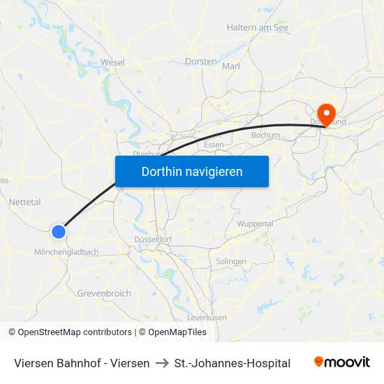 Viersen Bahnhof - Viersen to St.-Johannes-Hospital map