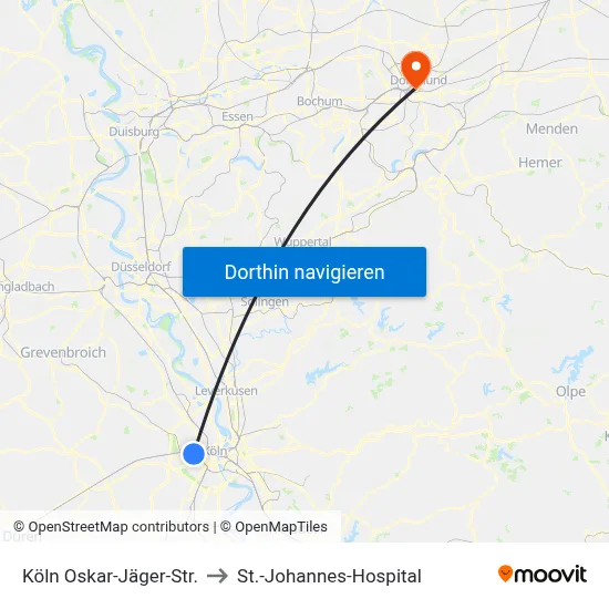 Köln Oskar-Jäger-Str. to St.-Johannes-Hospital map