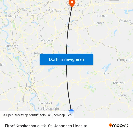 Eitorf Krankenhaus to St.-Johannes-Hospital map