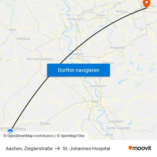 Aachen, Zieglerstraße to St.-Johannes-Hospital map