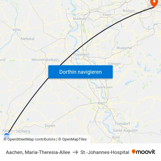 Aachen, Maria-Theresia-Allee to St.-Johannes-Hospital map