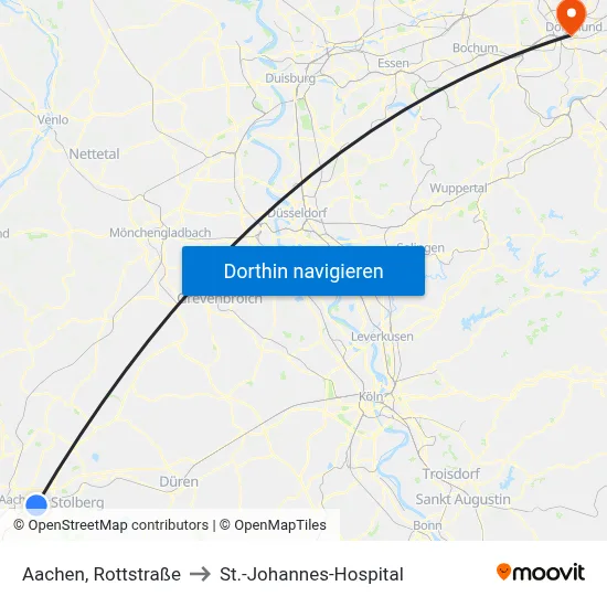 Aachen, Rottstraße to St.-Johannes-Hospital map