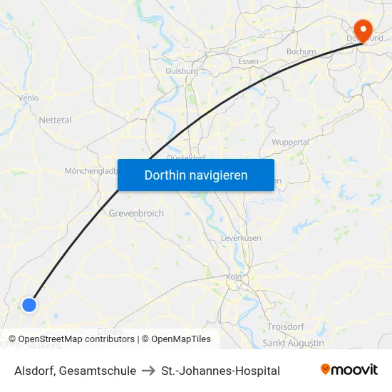 Alsdorf, Gesamtschule to St.-Johannes-Hospital map