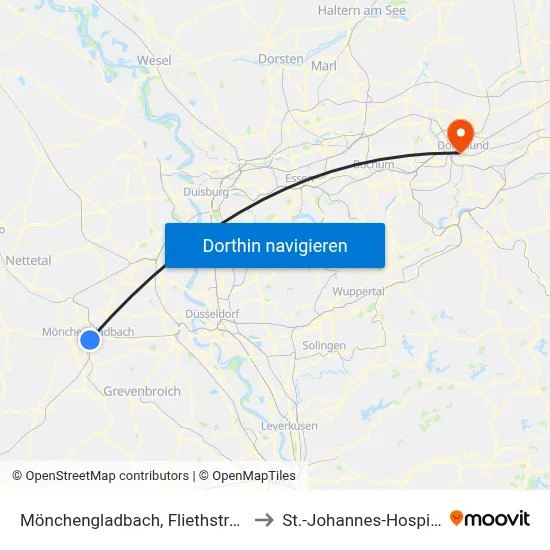 Mönchengladbach, Fliethstraße to St.-Johannes-Hospital map