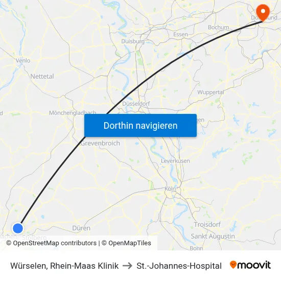 Würselen, Rhein-Maas Klinik to St.-Johannes-Hospital map