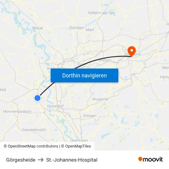 Görgesheide to St.-Johannes-Hospital map