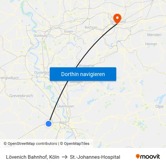 Lövenich Bahnhof, Köln to St.-Johannes-Hospital map