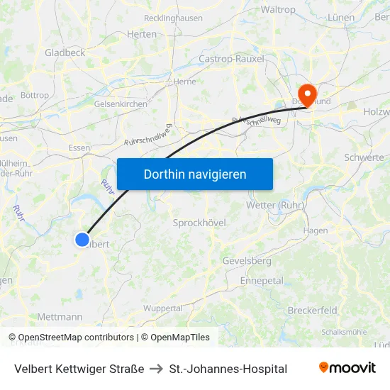 Velbert Kettwiger Straße to St.-Johannes-Hospital map