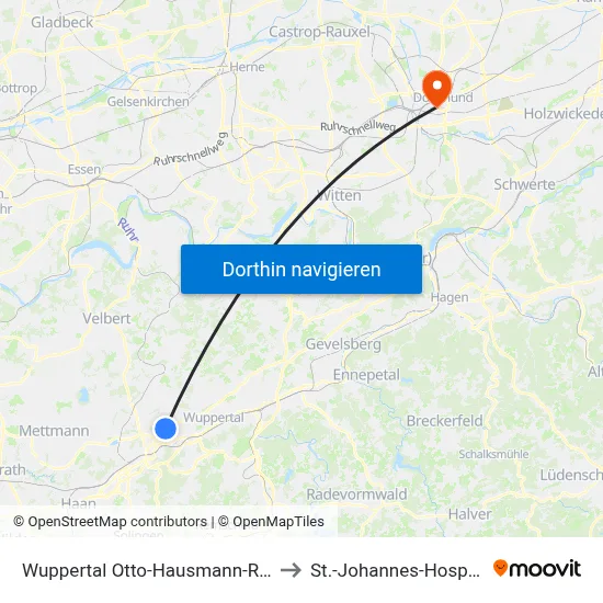 Wuppertal Otto-Hausmann-Ring to St.-Johannes-Hospital map