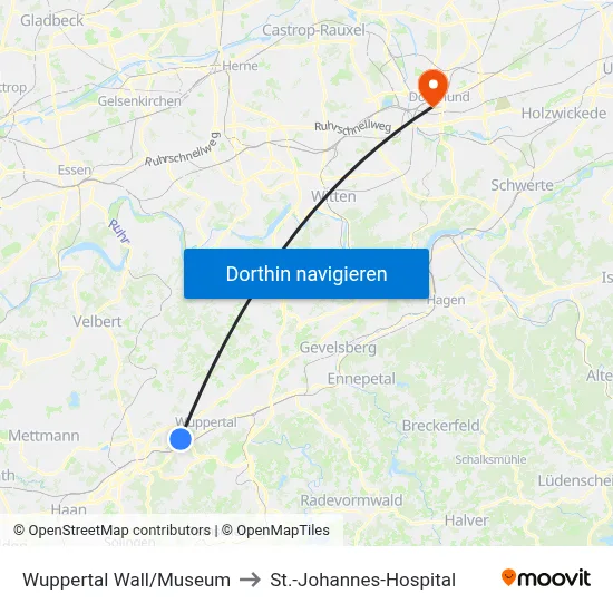 Wuppertal Wall/Museum to St.-Johannes-Hospital map