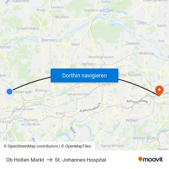 Ob Holten Markt to St.-Johannes-Hospital map