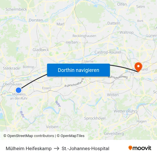 Mülheim Heifeskamp to St.-Johannes-Hospital map