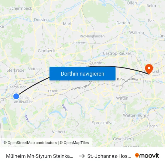 Mülheim Mh-Styrum Steinkampstr. to St.-Johannes-Hospital map